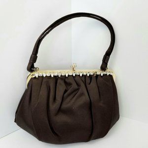 BAGS BY EDWARDs Mid Century Brown Cloth Clutch Bag